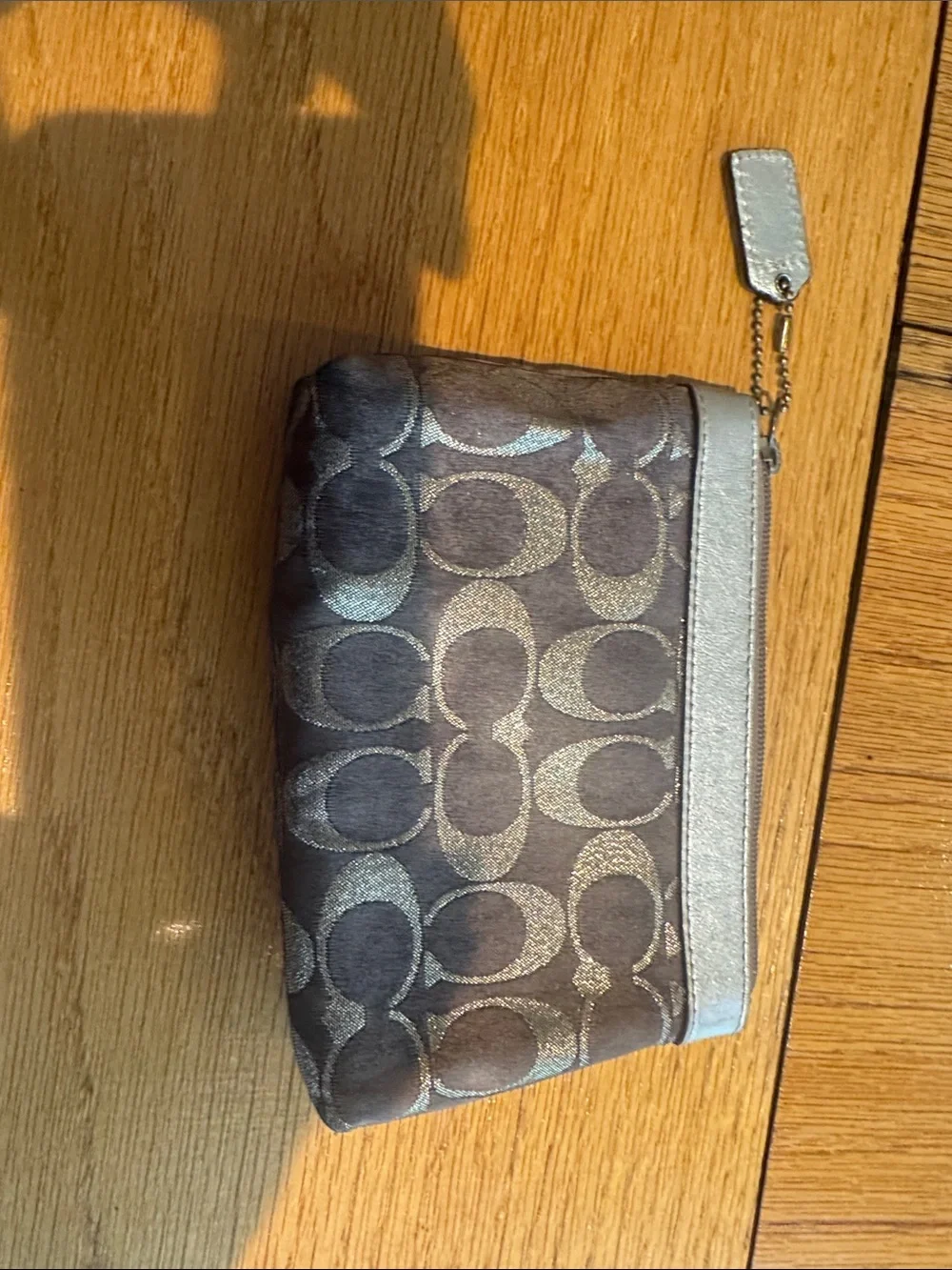 Coach brown and gold Signature Pattern Wristlet Clutch